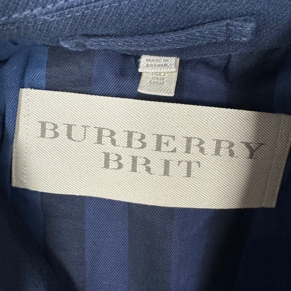 Burberry Brit Womens 2 Blue Asymmetrical Double-Breasted Peacoat Preppy Luxury - Picture 4 of 14